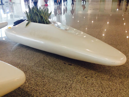 機場坐凳玻璃鋼室內花盆