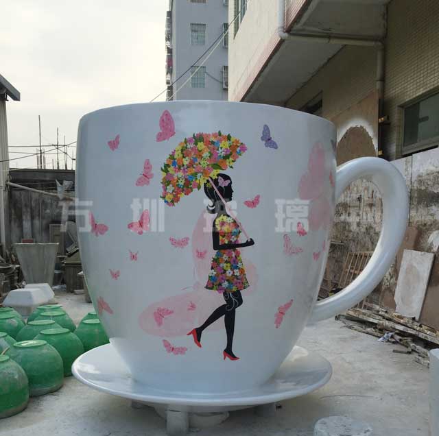 玻璃鋼創意咖啡杯雕塑