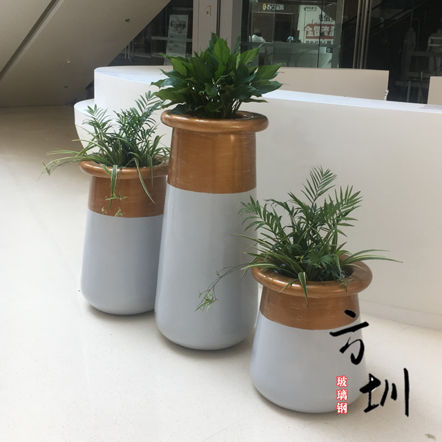 室內商場歐式玻璃鋼花盆組合