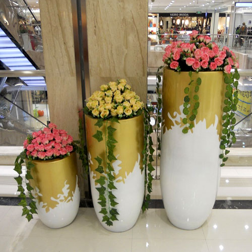 商場室內組合玻璃鋼花盆