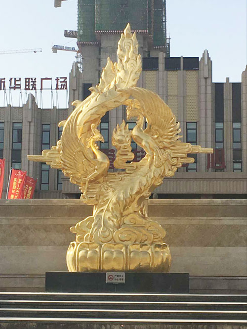 城市廣場創意雙鳳雕塑