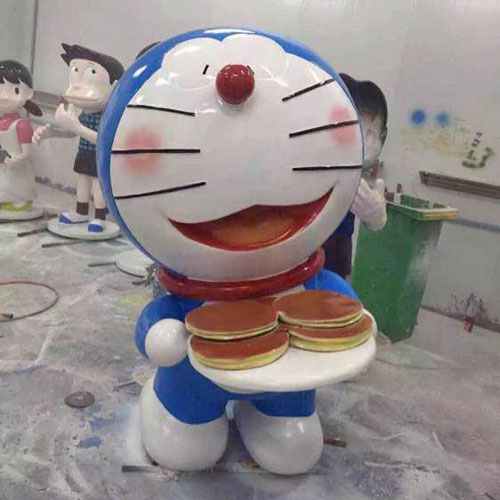 藍色動漫卡通貓玻璃鋼雕塑