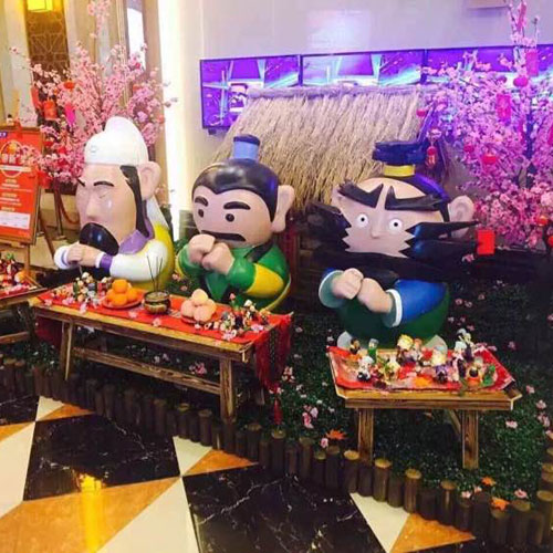 卡通桃園結義玻璃鋼雕塑